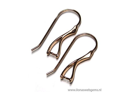 1 paar rose Vermeil OhrbügelmitGreifschraube/Anhänger clasp ca. 25x13mm