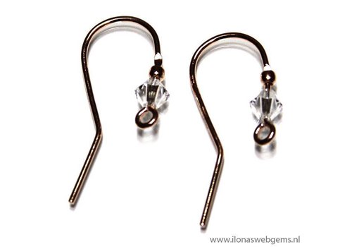 1 pair of Rosé Vermeil earwires with Swarovski