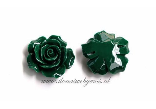 Koraal roos kraal groen ca. 30x11mm
