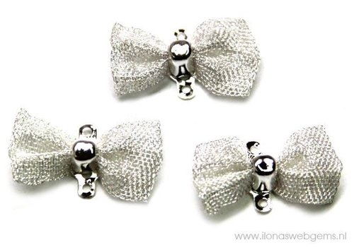 10 pieces withalen strikje Silvercolor app. 17x12mm