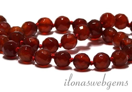 Carnelian - Red Agate beads faceted app. 10mm