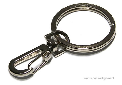 Sleutelhanger splitring met haak ca. 66mm