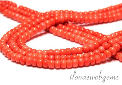 Coral roundelle beads app. 7x5mm