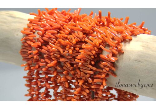 Blood coral bead sticks ''Corallium Rubrum'' approx. 5-17x2-3mm