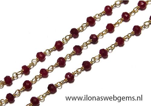 10cm Vermeil necklace with beads Ruby 3.5mm