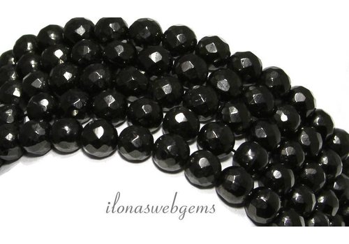 Schwarze Gitten-Perlen, facettiert, rund, ca. 8 mm