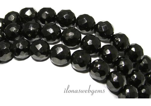Schwarze Gitten-Perlen, facettiert, rund, ca. 10 mm