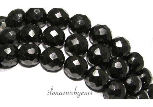 Schwarze Gitten-Perlen, facettiert, rund, ca. 12 mm