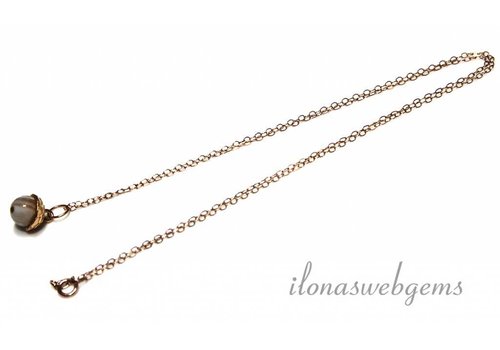 Inspiratie Rosé  14/20 Gold filled ketting met Agaat kraal