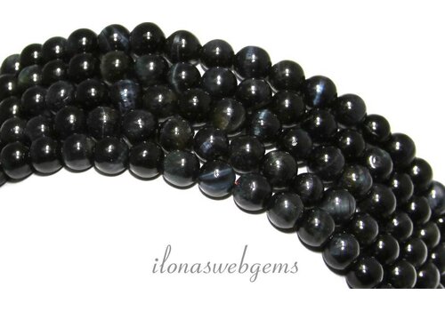 Tigerauge Perlen blau ringsum 6mm