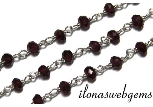 10 cm Sterling silver necklace with Garnet beads