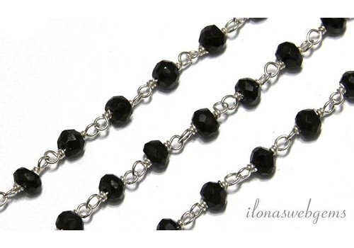 10 cm sterling zilveren ketting met kraaltjes Spinel