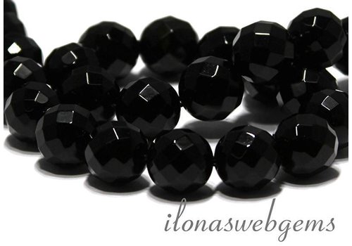 Onyx kralen grote facet rond ca. 14mm