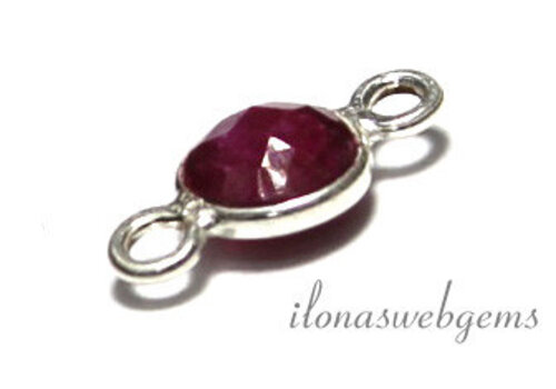 Sterling silver connector with Ruby 6mm
