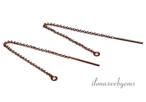 1 Paar durchziehbare Ohrringe aus 14k / 20er Rosé gold mit offenem Auge (ca. 8 x 0,6 mm)