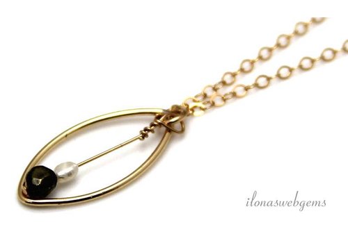 Inspiratie ketting: 14k/20 Gold filled, zoetwaterparel en Pyriet