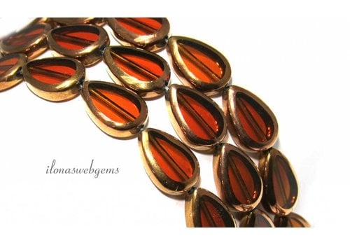 Glass beads bronze approximately 17x12x4.5mm
