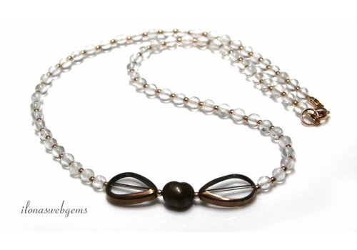 Inspiratie ketting: 14/20 Rosé  gold filled, Bergkristal, Glaskralen, Zoetwaterparel
