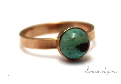 Inspiration Ring: rose vermeil, 8mm Chrysocolla cabochon