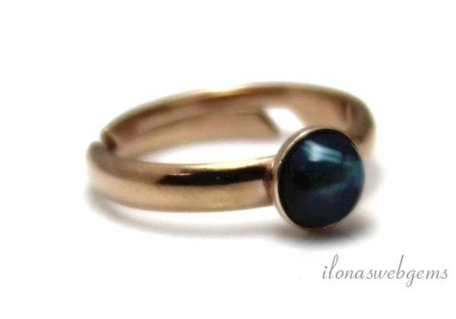 Inspiration Ring: Rose Vermeil, Blue Tiger Eye Cabochon 6mm