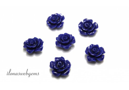 Koraal roosje donker blauw ca. 13x7mm (kraal)