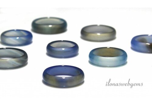 5 Stücke Agate Ring mix