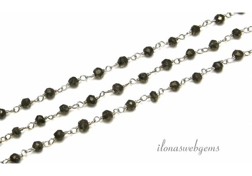 10 cm lange Halskette aus Sterlingsilber mit Perlen aus Pyrit