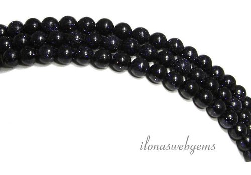 Blue Goldstone beads round approx. 4mm