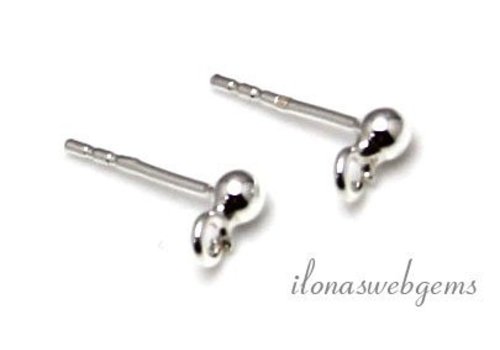 1 Paar Ohrstecker aus Sterlingsilber, 3 mm