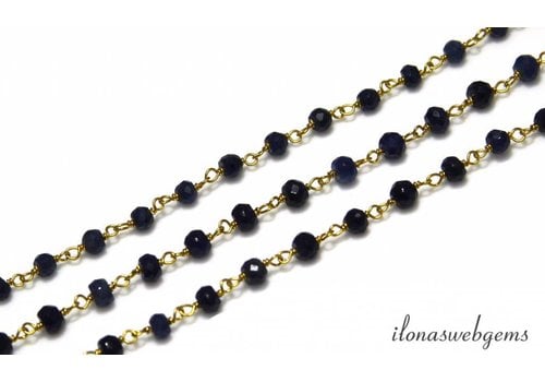 10 cm Vermeil Halskette mit Perlen Sapphire