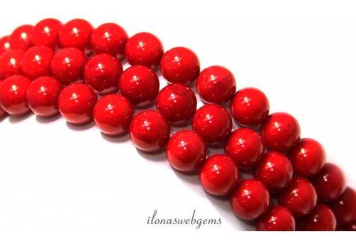 Rote, runde Korallenperlen, ca. 8 mm