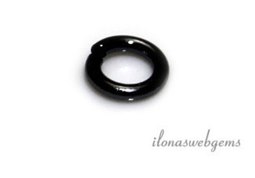 Sterling zilveren oogje open black plated ca. 5x1mm