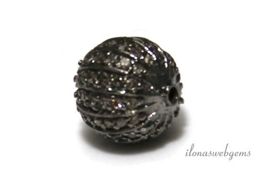 Sterling Silber Perle mit Diamanten ca. 10mm