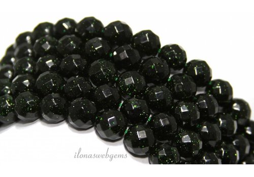 Goldstone beads green large facet about 10mm