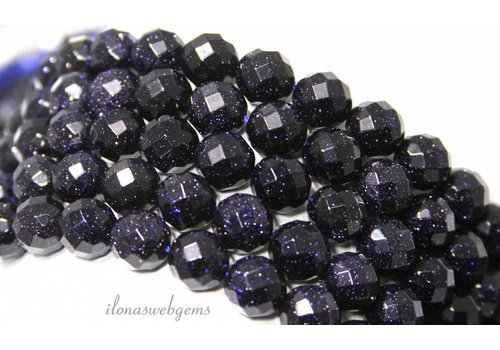 Goldstone-Perlen große blaue Facette ca. 10mm