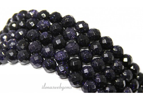 Blue Goldstone beads facet round approx. 8mm