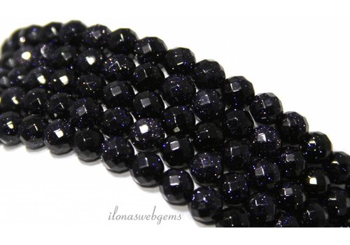 Blue Goldstone beads facet round approx. 4mm