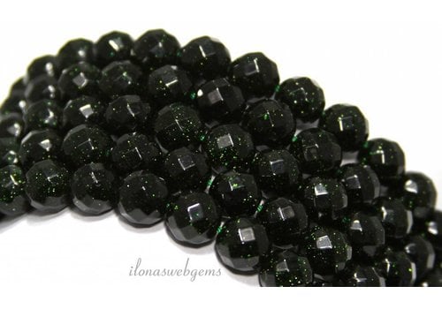 Goldstone beads green large facet about 6mm