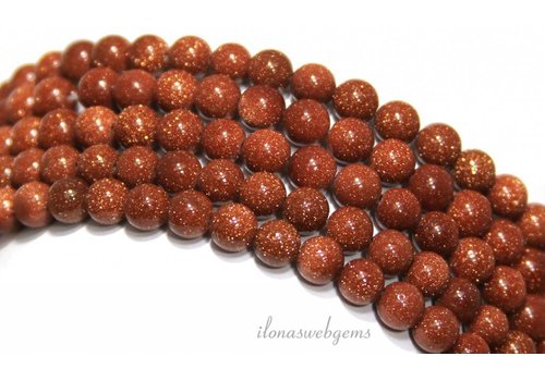 Goldstone beads round gold approx. 6mm