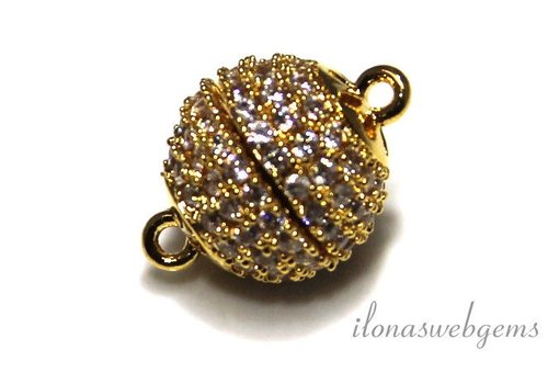 DQ magnetic lock gold color with cubic zirconia approx. 12mm