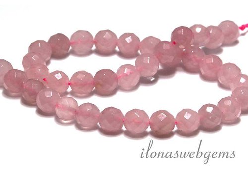 Rose quartz beads large facet around 10mm