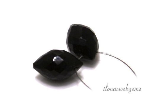 1 Onyx paar Tropfen Facette ca.14x7mm
