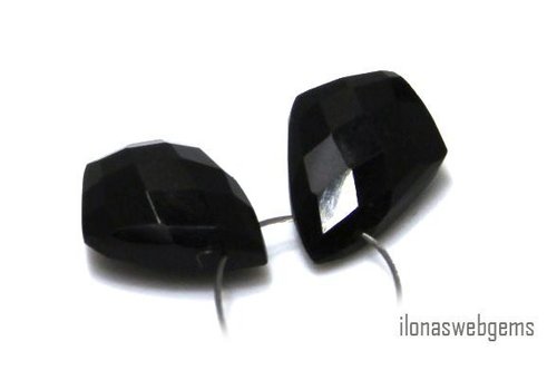1 Onyx paar Tropfen Facette Drachen ca.14x10mm