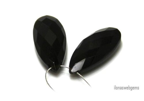 1 pair Onyx drops facet pear shape ca.25x10x6mm