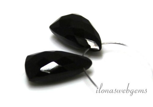 1 Onyx paar Tropfen Facette ca.15x8mm Pyramide