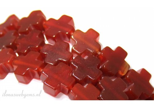 Carneool - Kornalijn kralen rood kruisje ca. 12mm