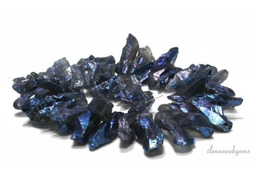 Rock crystal Electro plated side drill approx. 31x12x9mm