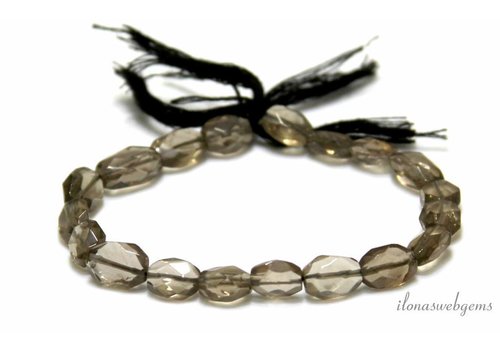 Rauchquarz Perlen facettiert oval etwa 8,5 x 7,5 mm