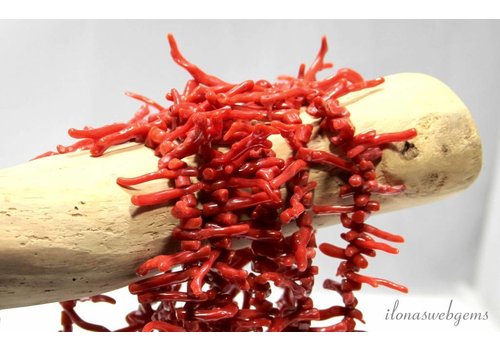 Bloedkoraal kralen takjes ''Corallium Rubrum'' ca. 30x2 - 4x3mm