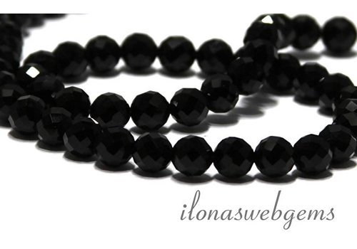 Onyx kralen zwart facet ca. 6mm AAA kwaliteit slijping!